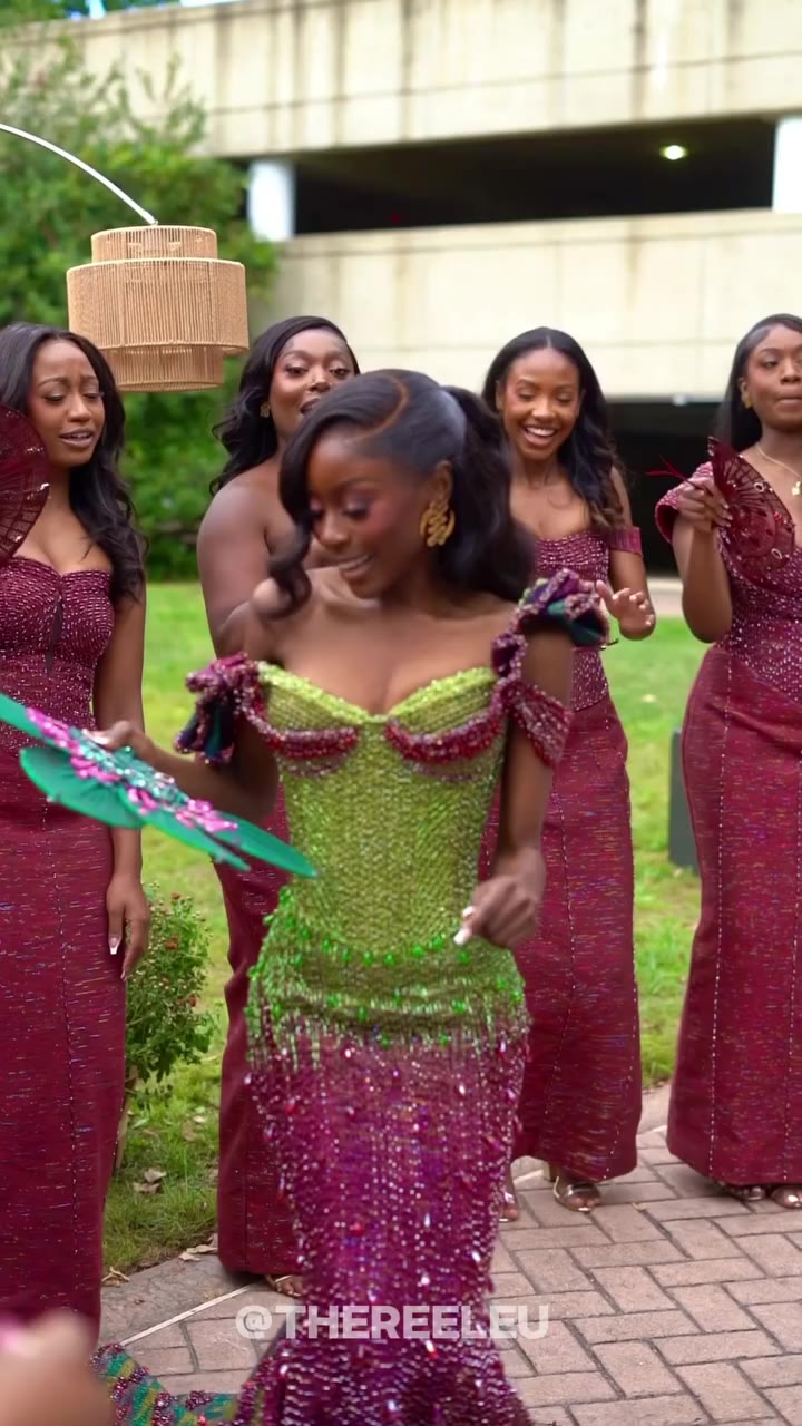 Bride dancing at a Ghanaian traditional wedding celebration